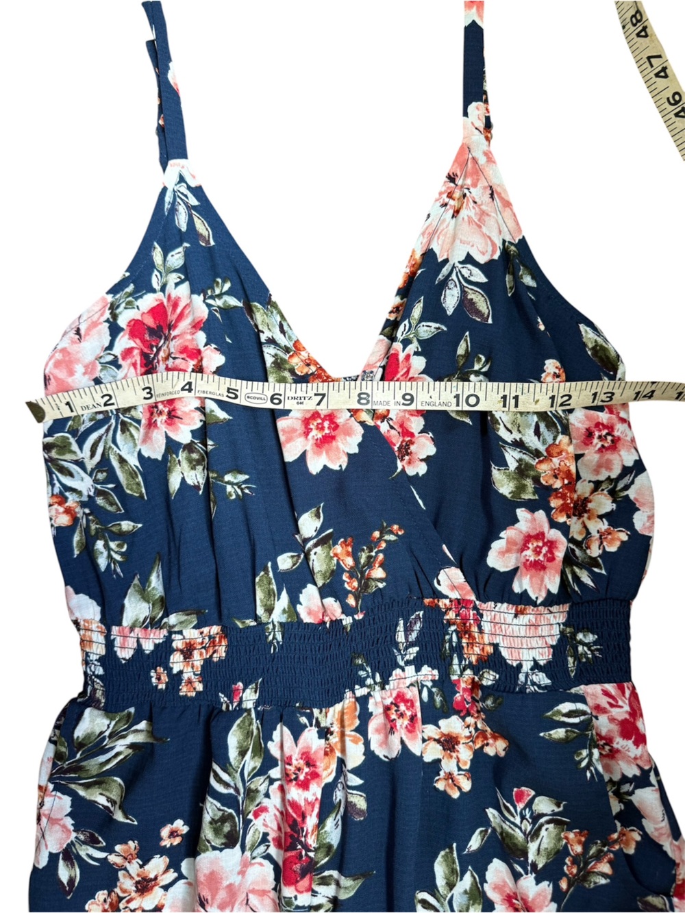 NWT Xhilaration Navy Floral Wide-Leg Jumpsuit size small with pockets - Picture 3 of 10